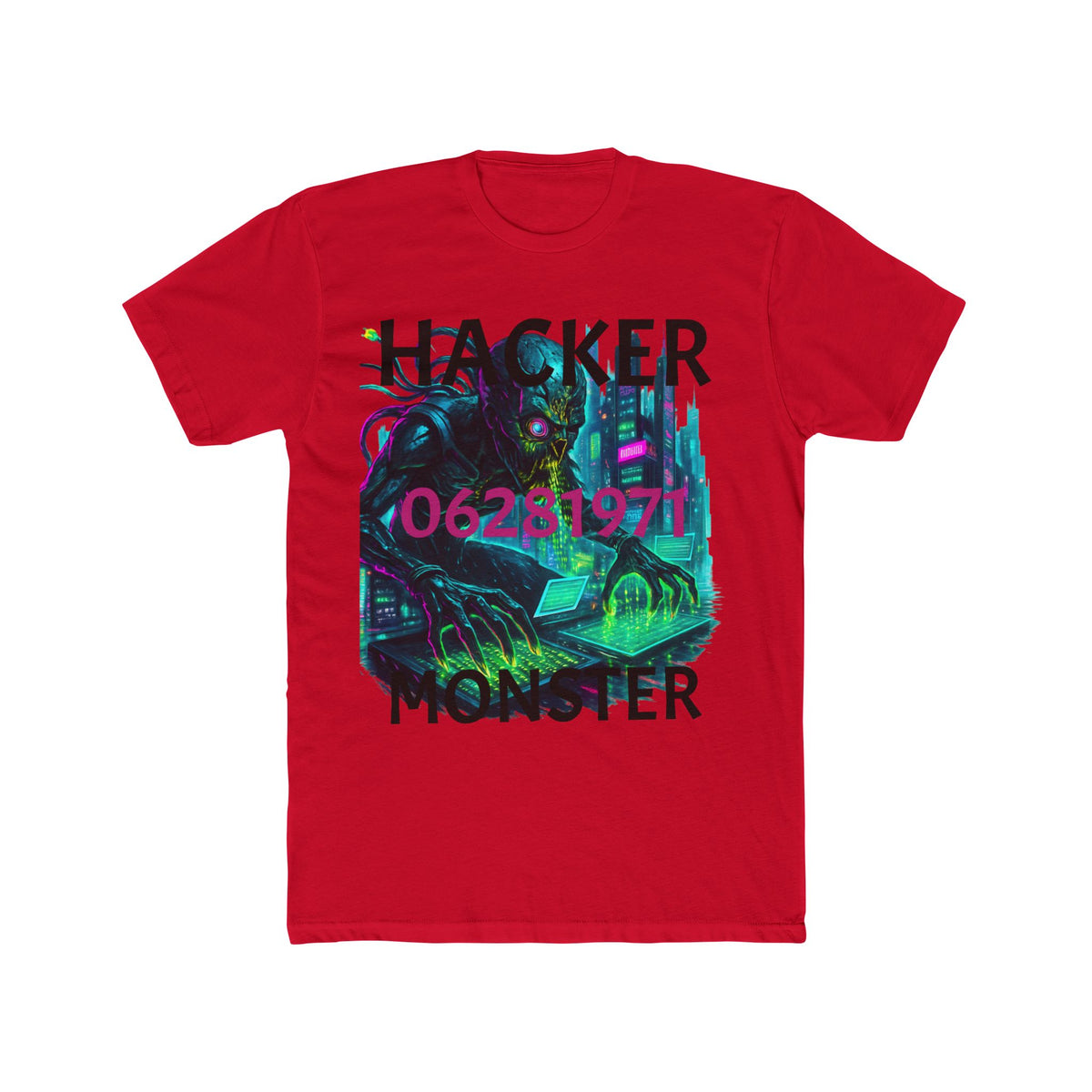 HACKER Monster Tee — Cyberpunk Cthulhu Graphic T-Shirt (06/28/1971)