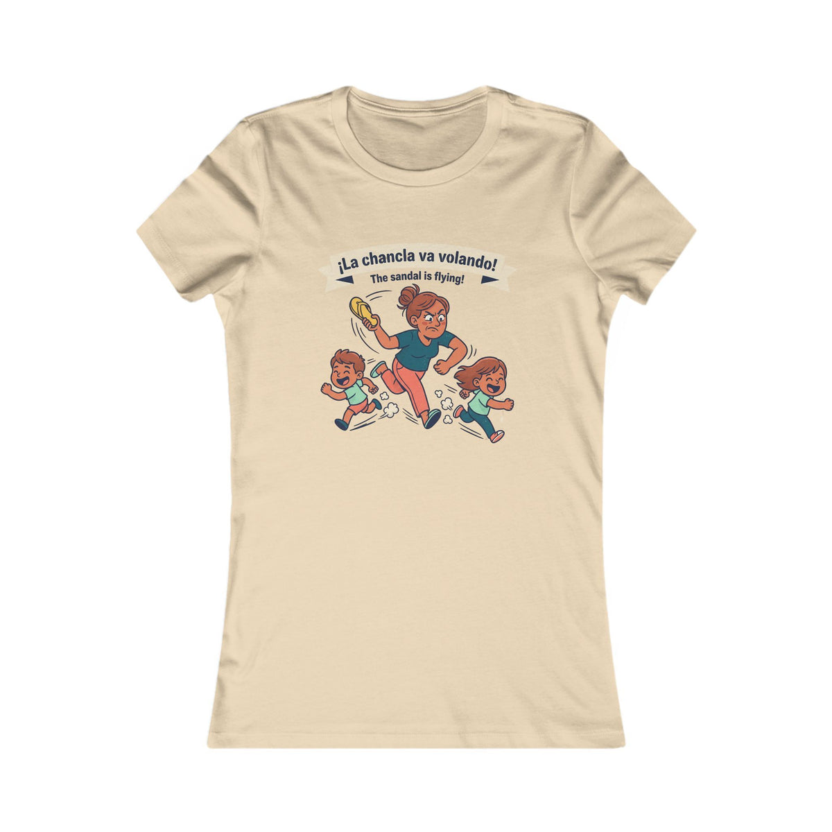 Super Mom Running with Kids T-Shirt, “THE SANDAL IS FLYING”