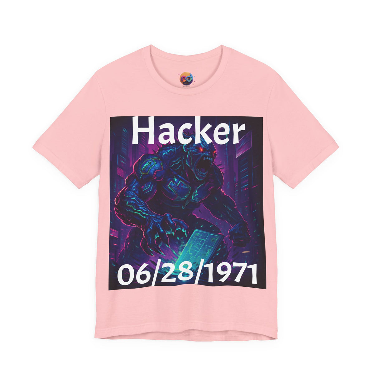 HACKER— '06/28/1971' Graphic tee. Dark Creature Illustration