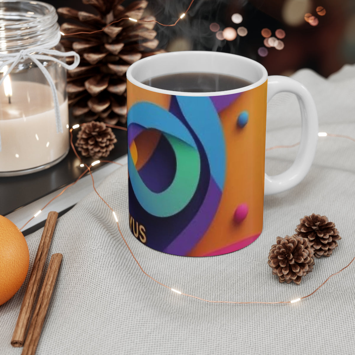 11oz Colorful Abstract Logo Mug — Mayus Infinity Design