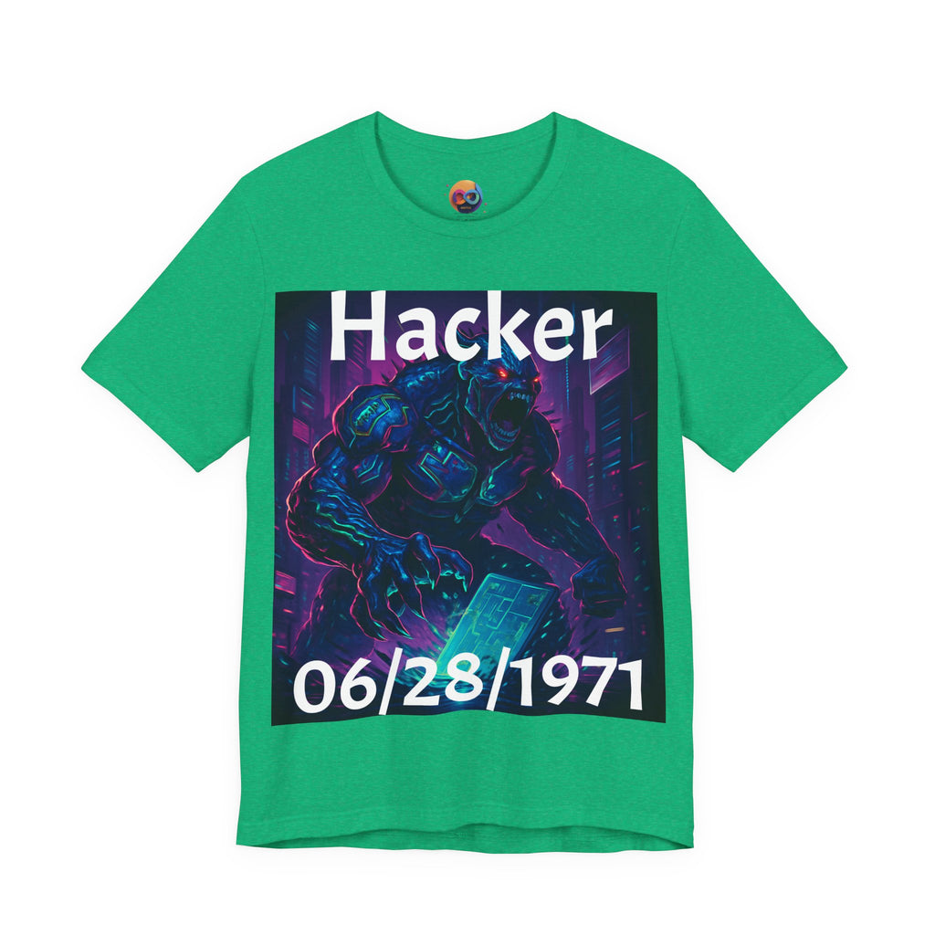 HACKER— '06/28/1971' Graphic tee. Dark Creature Illustration