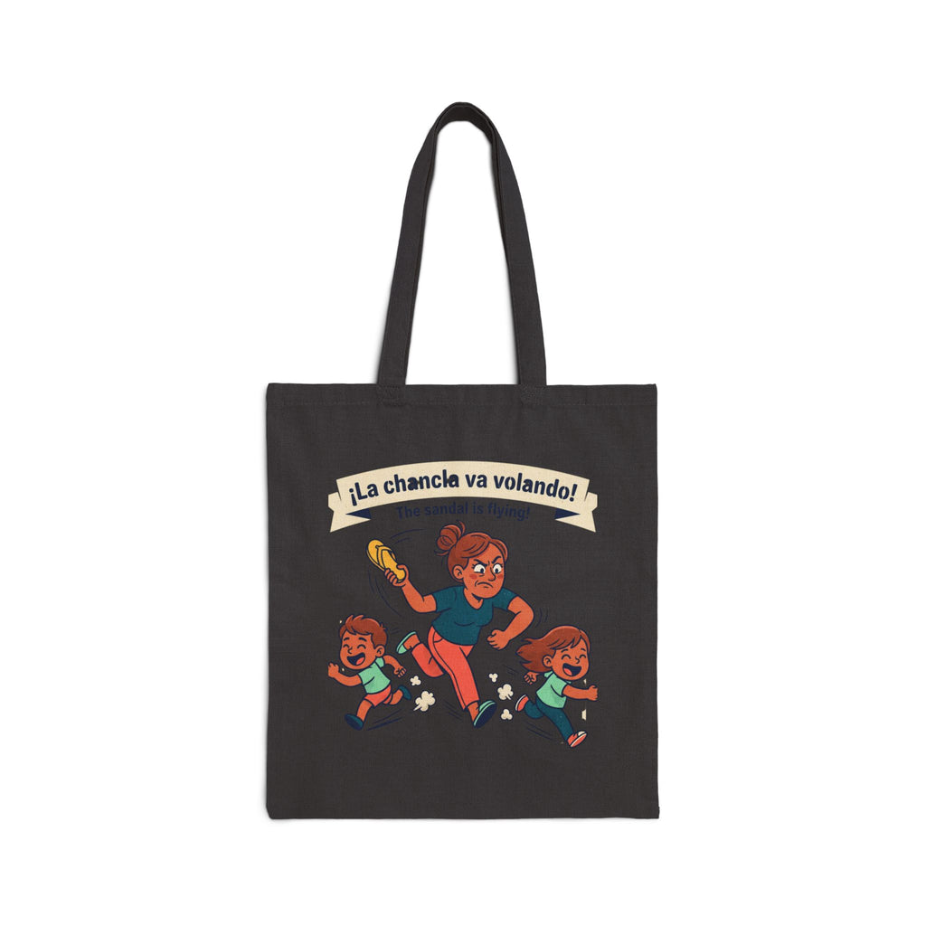 Tote Bag — "La chancla va volando! (The sandal is flying!)" Funny Family Mom Graphic Tote