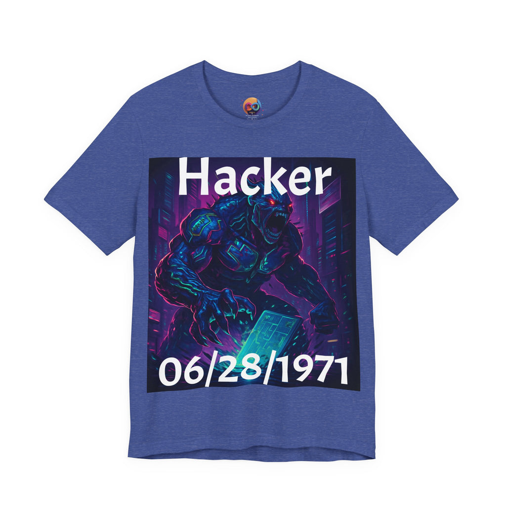 HACKER— '06/28/1971' Graphic tee. Dark Creature Illustration