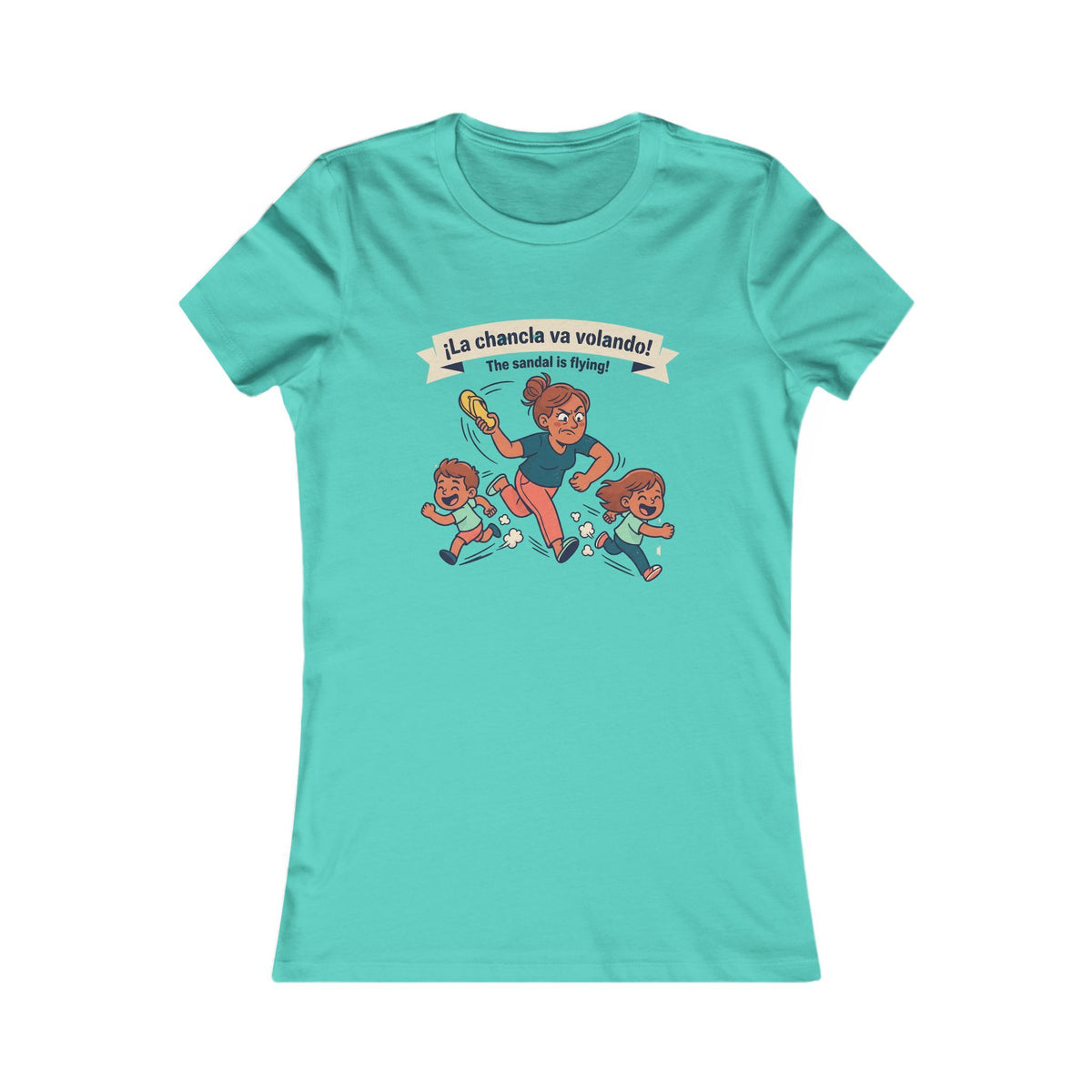 Super Mom Running with Kids T-Shirt, “THE SANDAL IS FLYING”