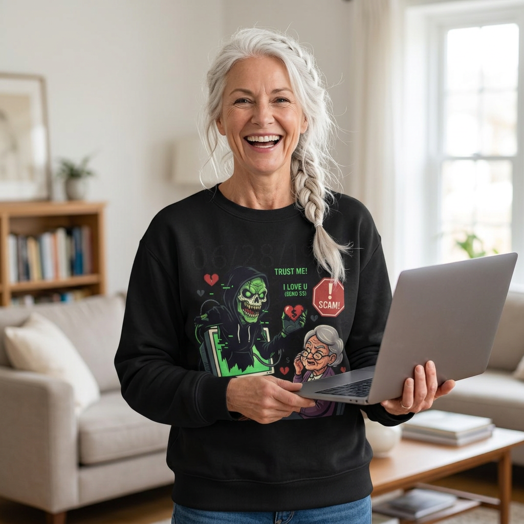 HALLOWEEN Anti-Scam Granny’s alert! Grim Reaper Design (06/28/1971), Funny Elder Fraud Awareness