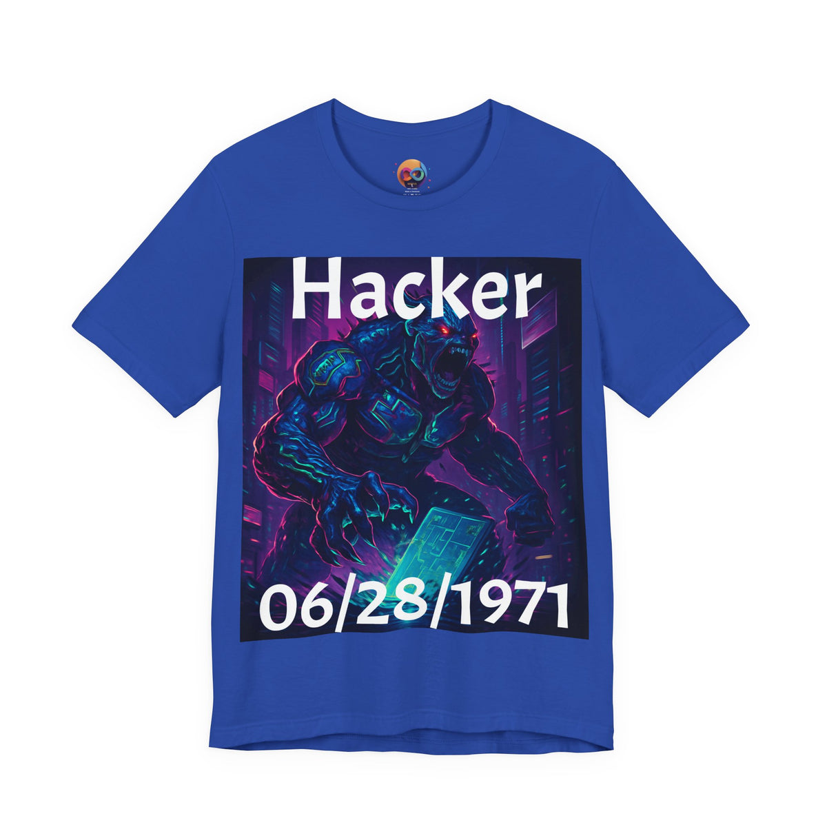 HACKER— '06/28/1971' Graphic tee. Dark Creature Illustration