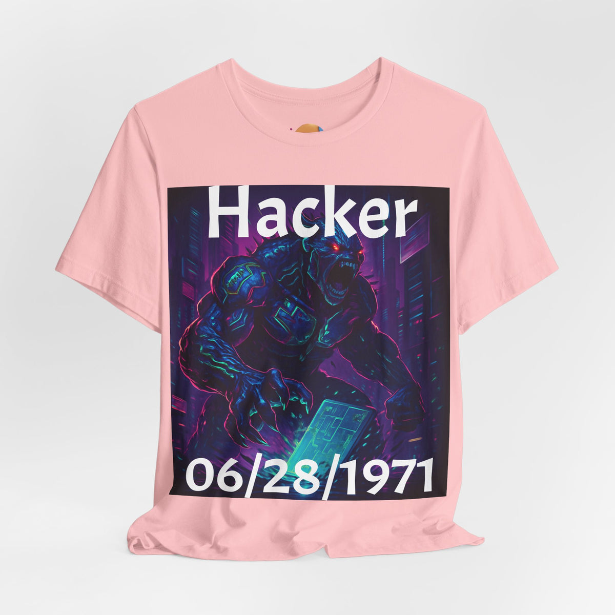 HACKER— '06/28/1971' Graphic tee. Dark Creature Illustration