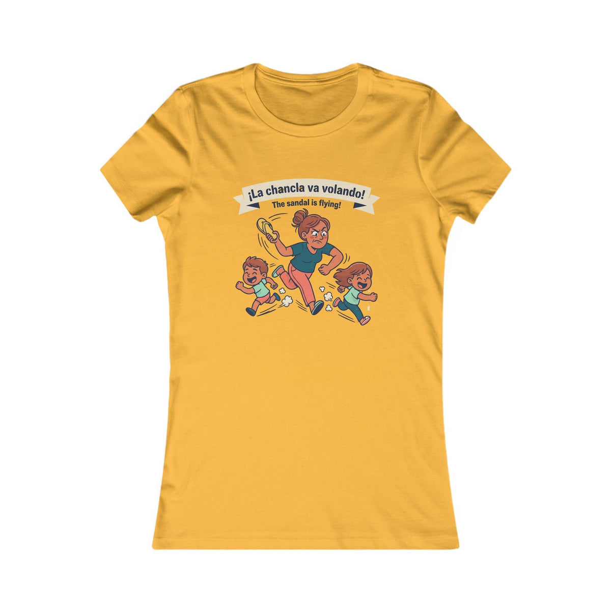 Super Mom Running with Kids T-Shirt, “THE SANDAL IS FLYING”