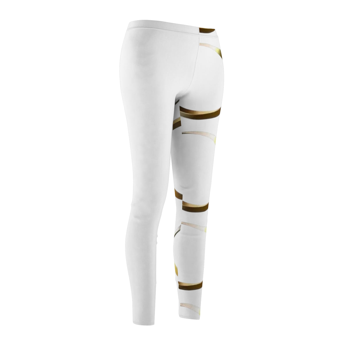 Gold Ribbon White Leggings — Women’s Casual AOP Leggings