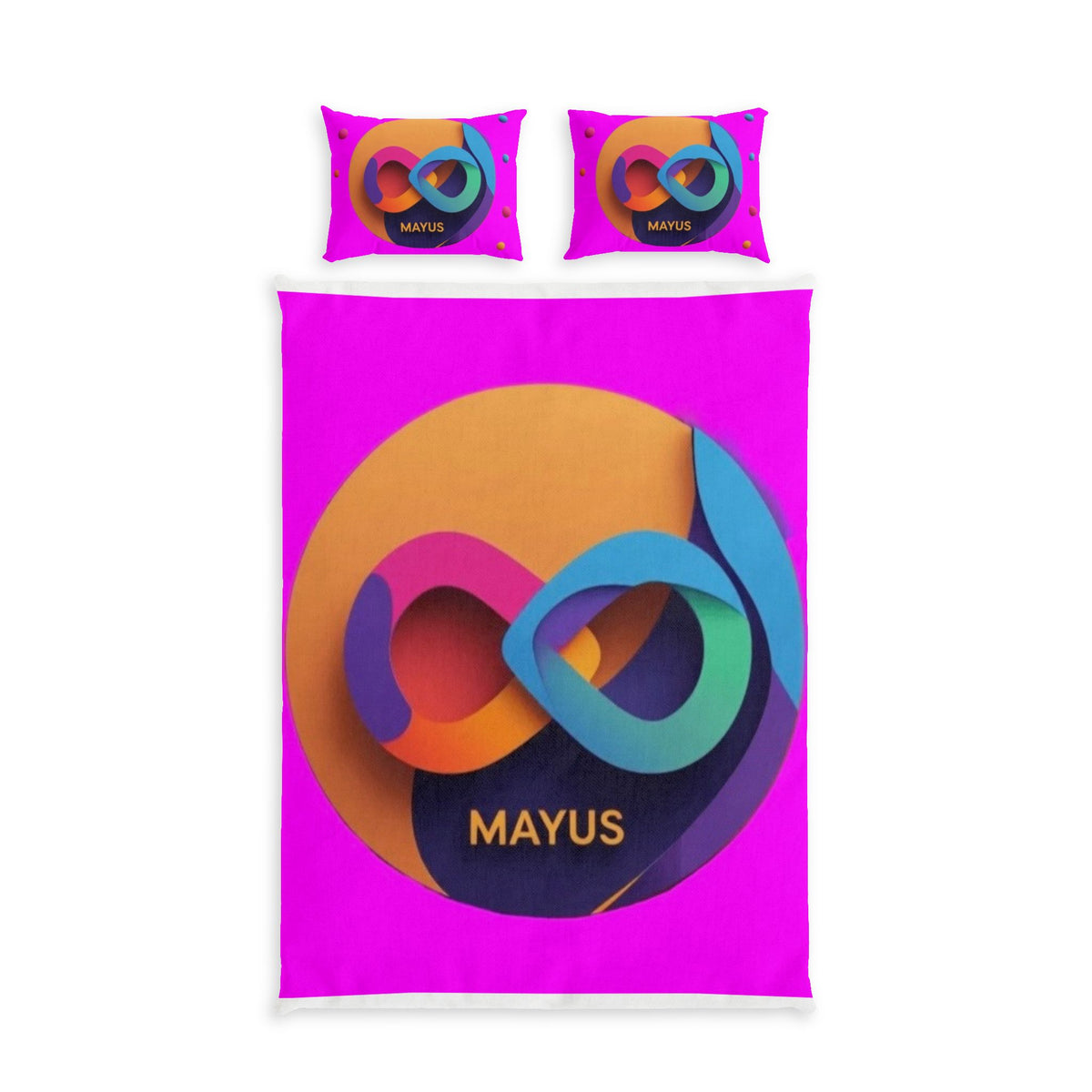 MAYUS Infinity Cotton Bed Set — Bright Pink Graphic Duvet Cover & Pillowcases