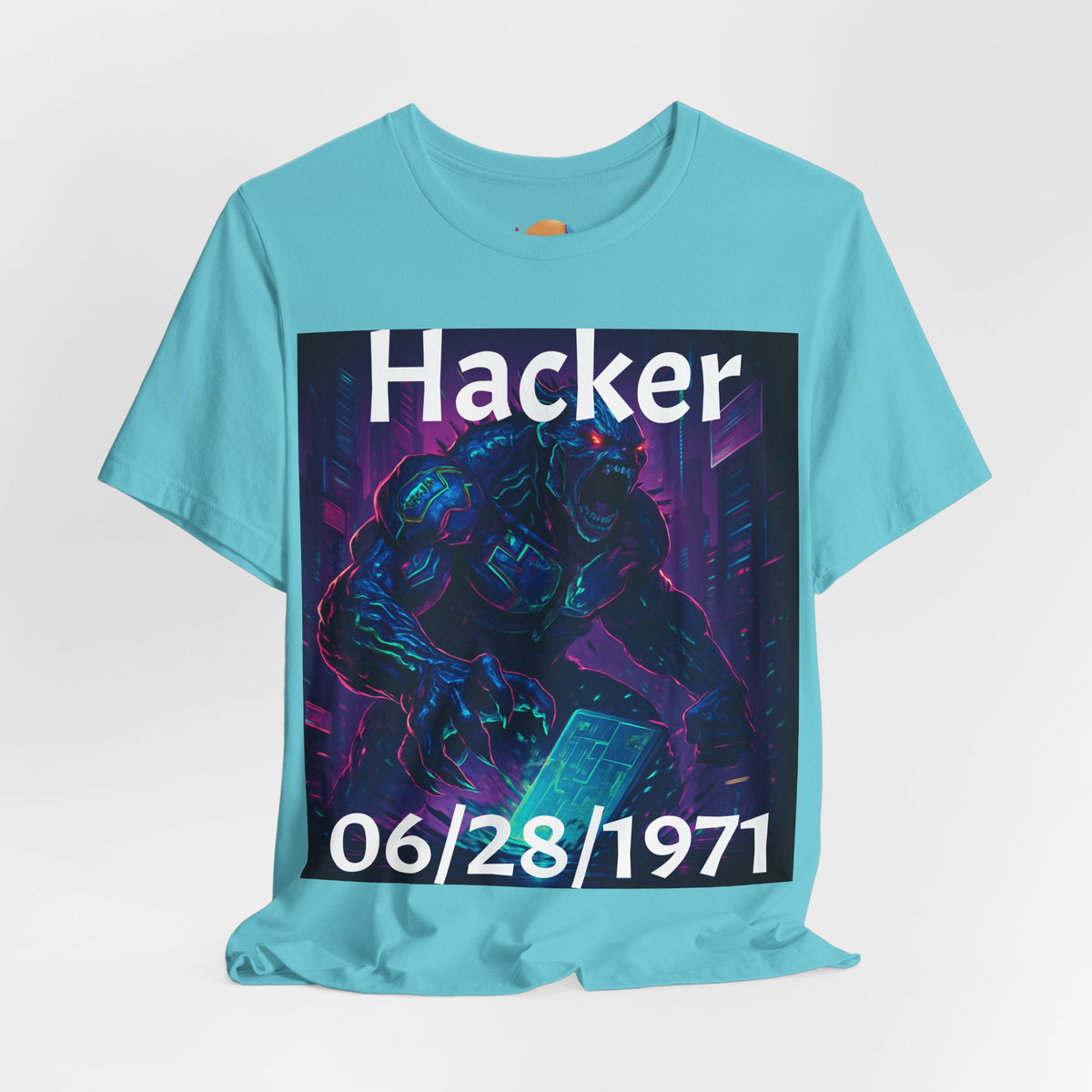 HACKER— '06/28/1971' Graphic tee. Dark Creature Illustration