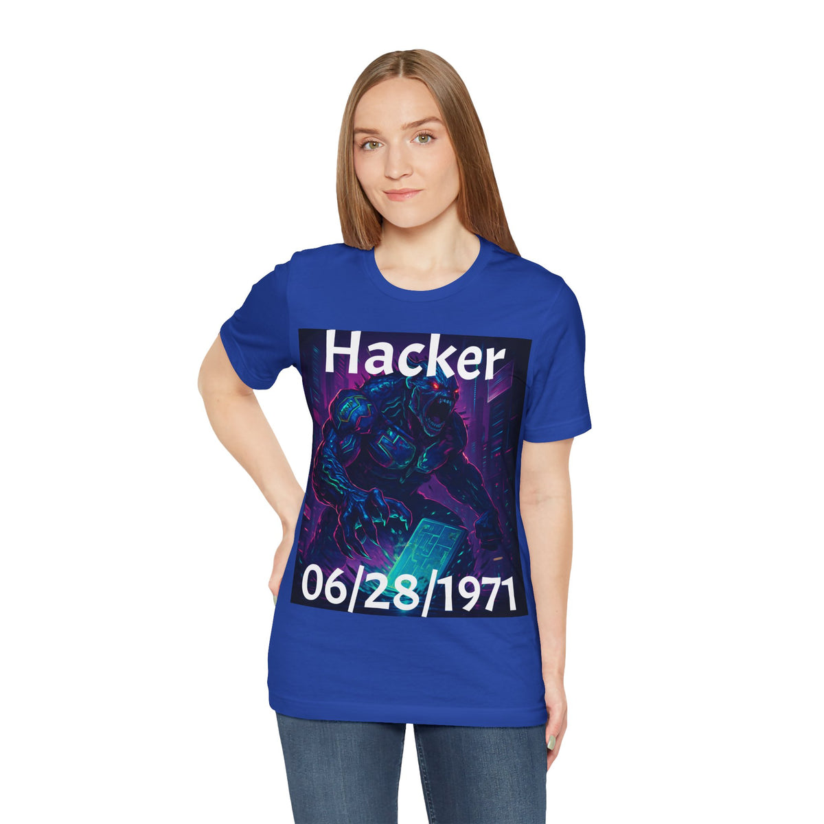 HACKER— '06/28/1971' Graphic tee. Dark Creature Illustration