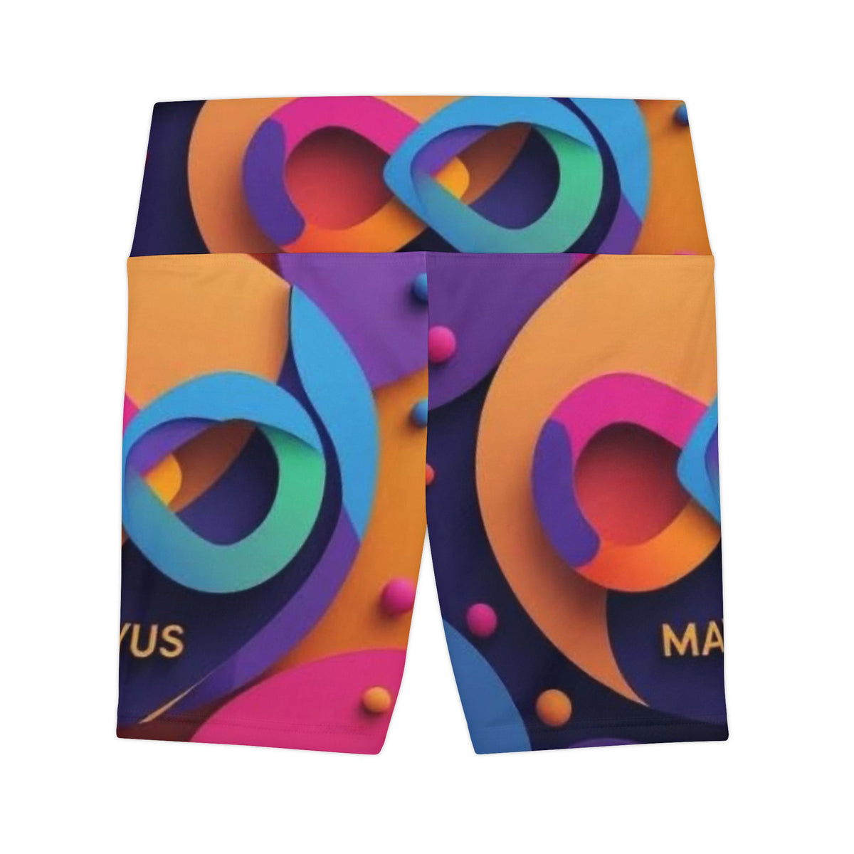 MAYUS Women's Workout Shorts — Vibrant Abstract Colorful 3D Swirl AOP